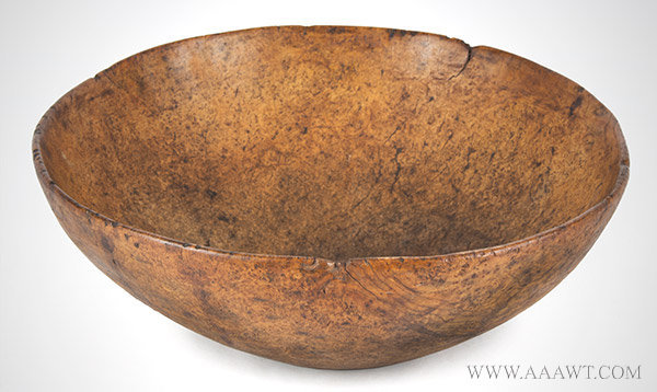 Burl Bowl, Round, Footed, Likely Original Surface
New England, 18th Century, entire view